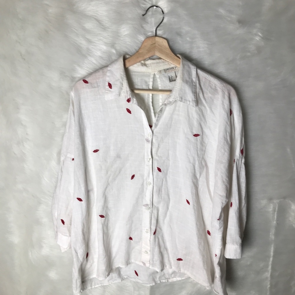 Forever 21 Contemporary Box Shirt with Embroidered
